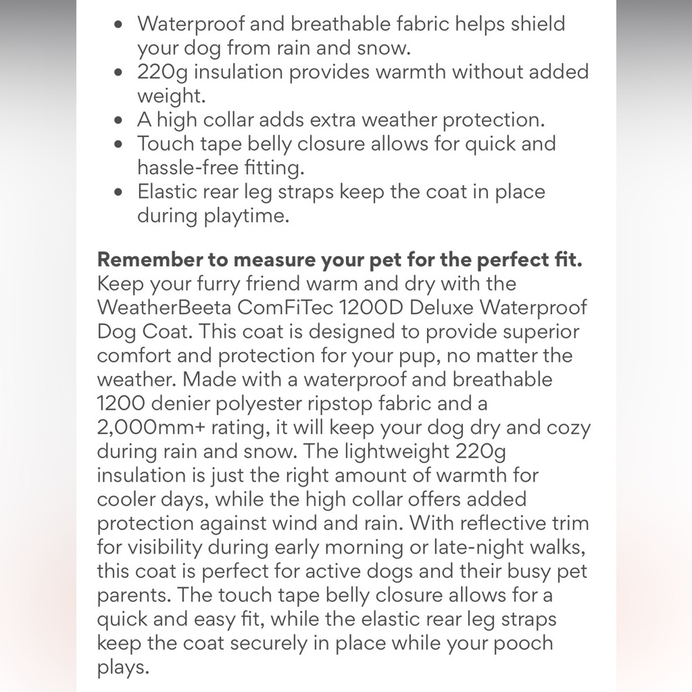 NWT 🐕 WEATHERBEET 18” RIPSTOP WATERPROOF INSULATED REFLECTIVE RAIN/SNOW DOG COAT - Picture 6 of 17